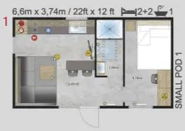 Casa móvel pequena com garagem T2