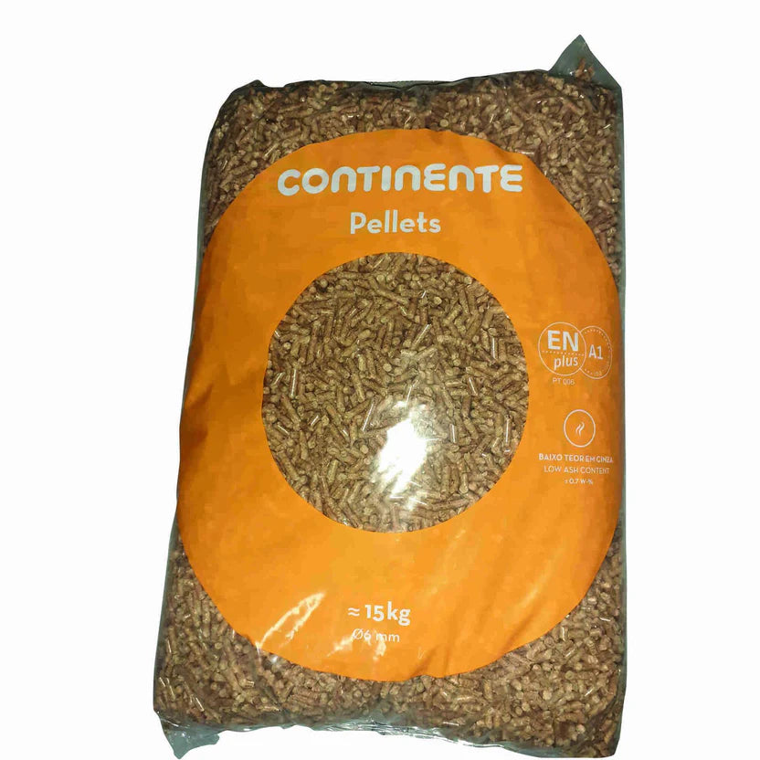 Pellets de madeira continente pellets – palete com 65 sacos de 15 kg