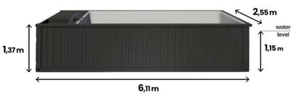 PISCINA CONTENEDOR 6,11 X 2,5M LISTA PARA USAR CON TECHO, PACK PREMIUM