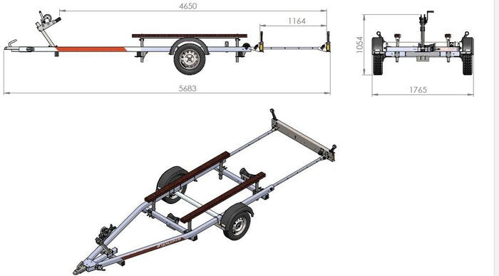 Reboque para barco Unitrailer Jet Alu PTAC 750 kg de 465 x 175 cm